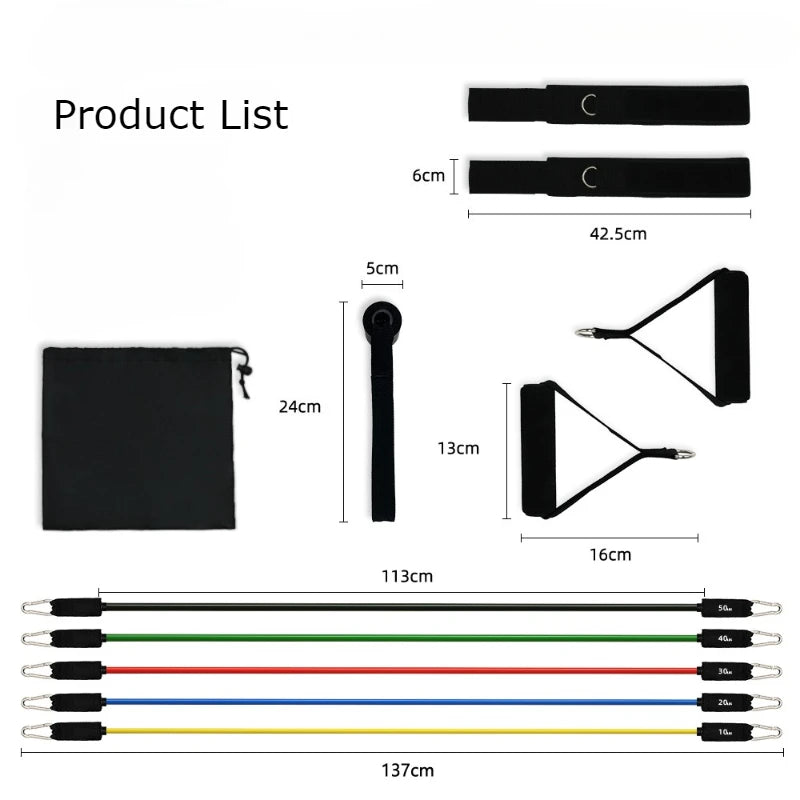 11-Piece Latex Resistance Band Set – Fitness Ropes for Yoga, Pilates & CrossFit